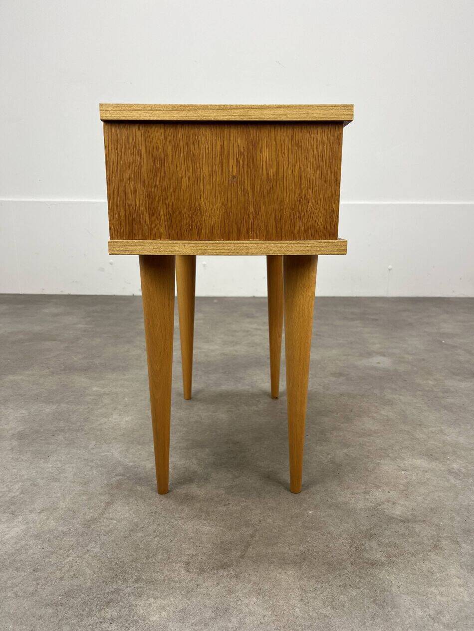 Table de chevet vintage bois blond, années 60
