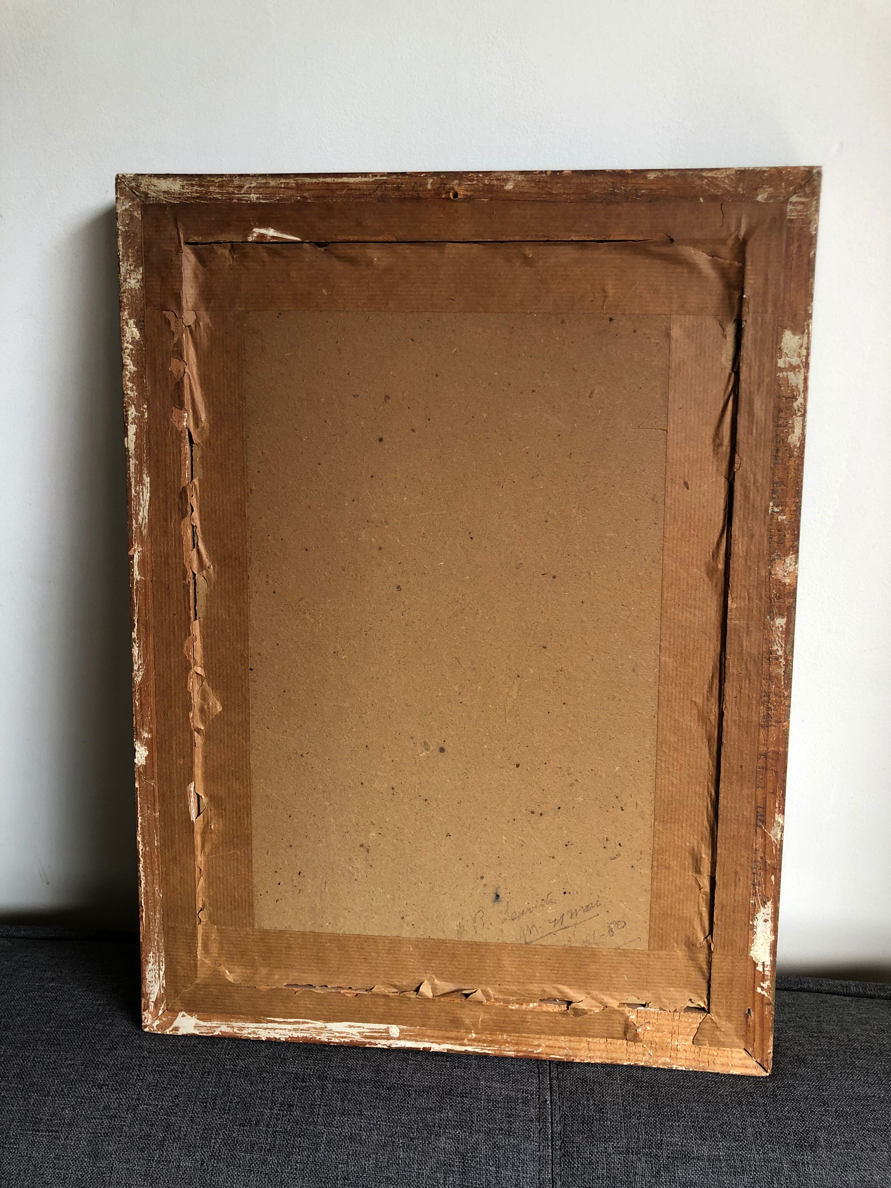 Framed engraving port landscape