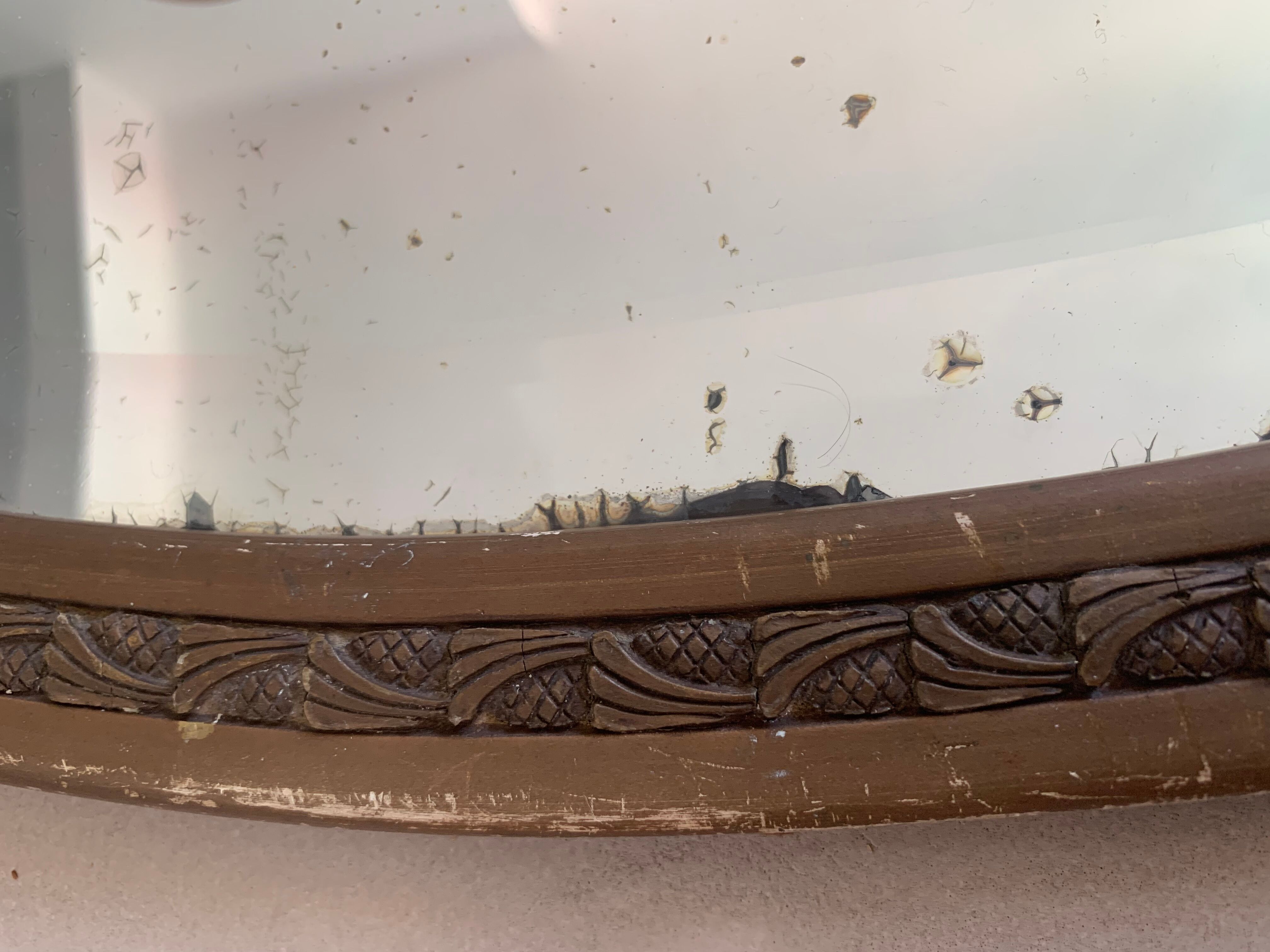 Antique beveled oval mirror 65cm