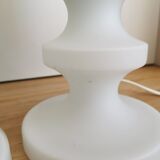 Set of 2 Vintage White Glass Table Lamp by Ivan Jakes, Czechoslovakia 1960s
