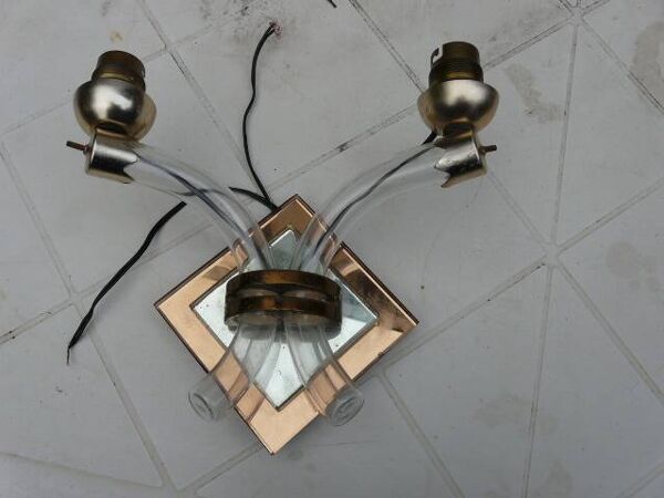 Applique 2 bras Art Déco miroir et laiton