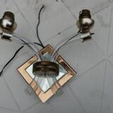 Art Deco 2-arm wall sconce with mirror and brass