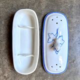 White, blue and gold porcelain comb box