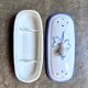 White, blue and gold porcelain comb box