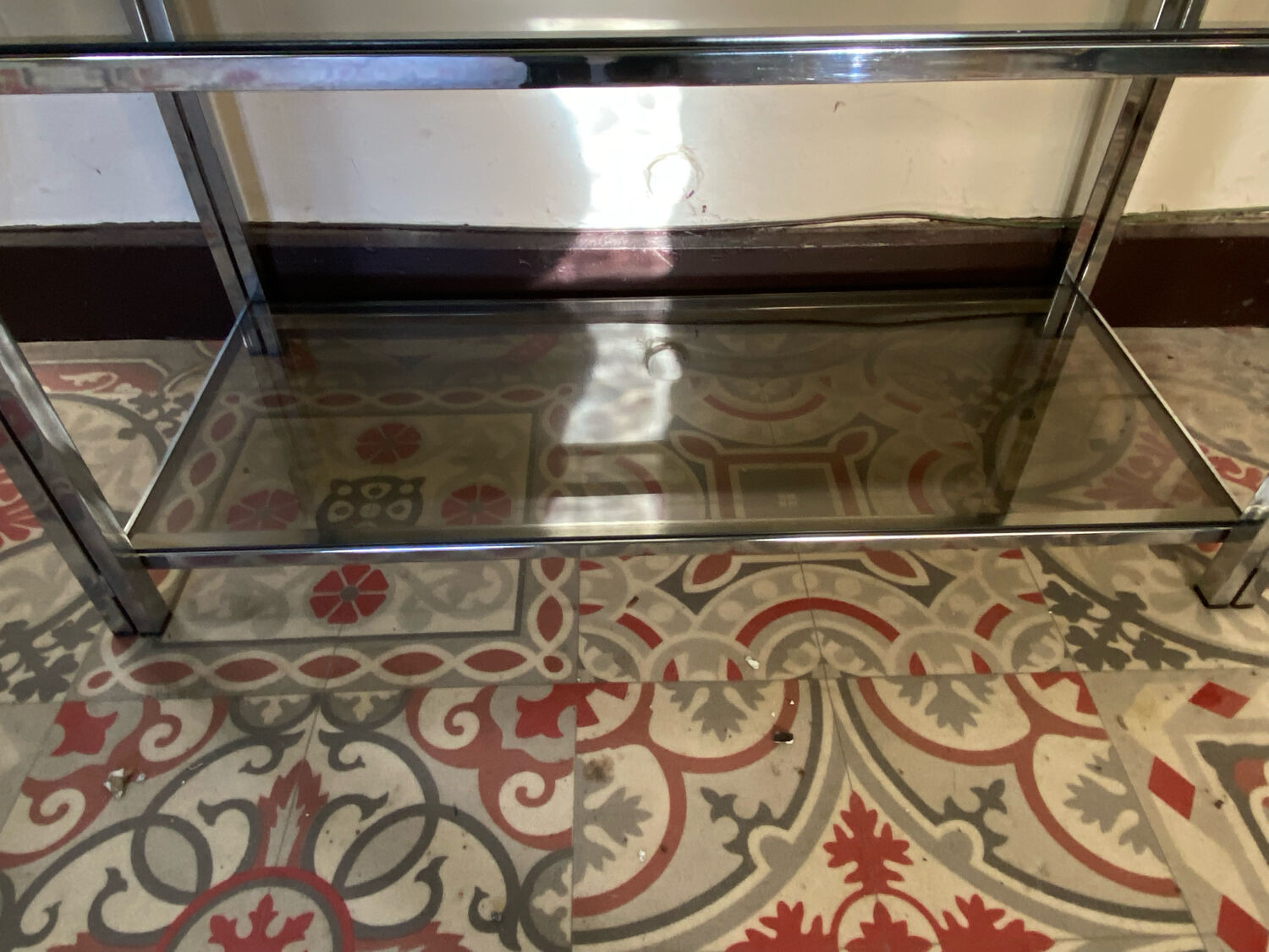 Modular shelf chrome and smoked glass 70s