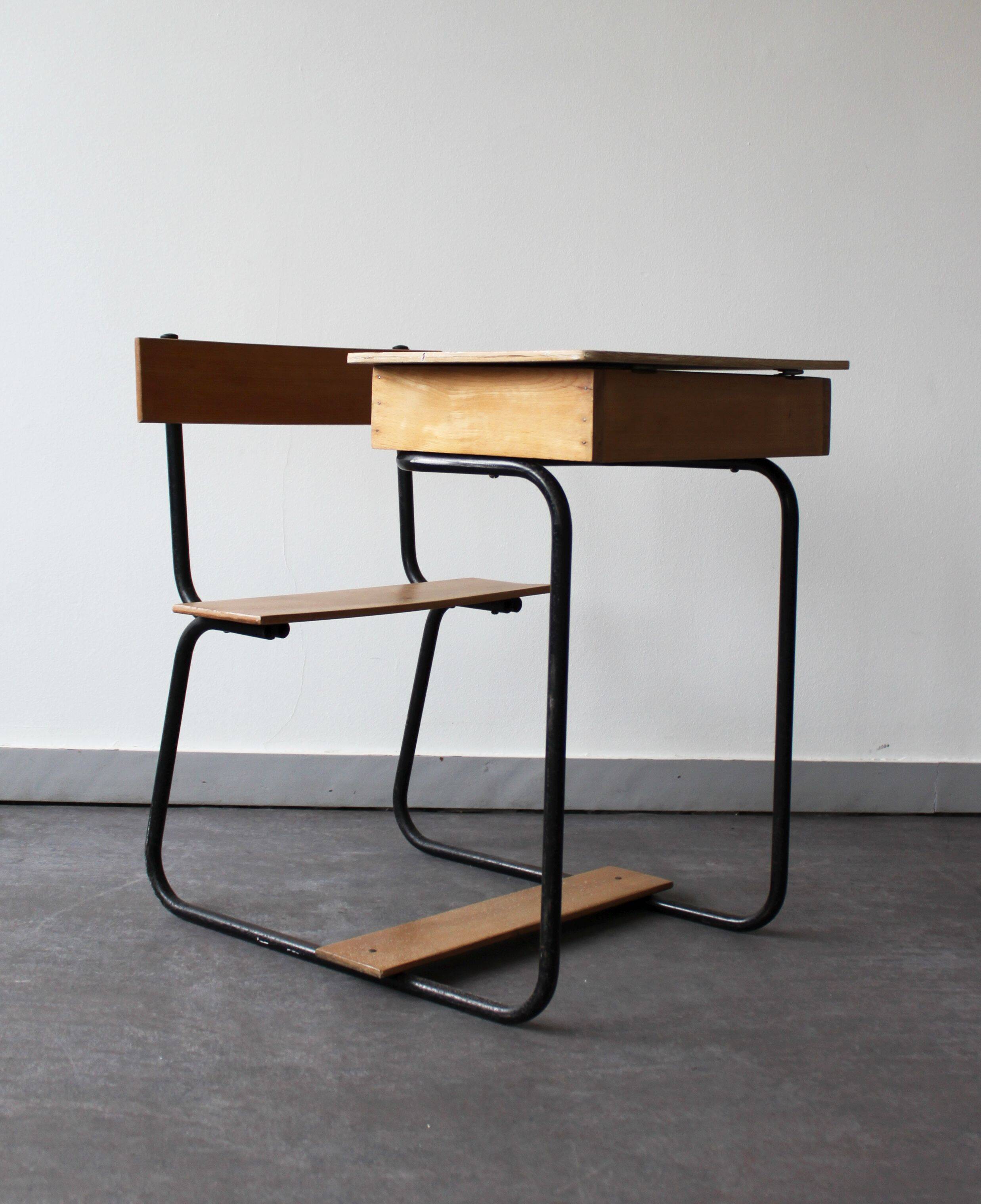 Vintage wooden school desk.