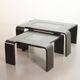 Square Black Lacquered Plywood Coffee Table with Smoked Glass Panel, 1970s