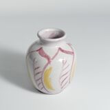 Scandinavian Modern Ceramic Vase with Red & Yellow Leaves, Alingsås Keramik 1947