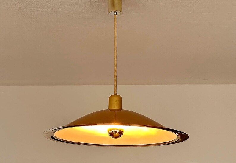 Large Danish Brass Pendant Light