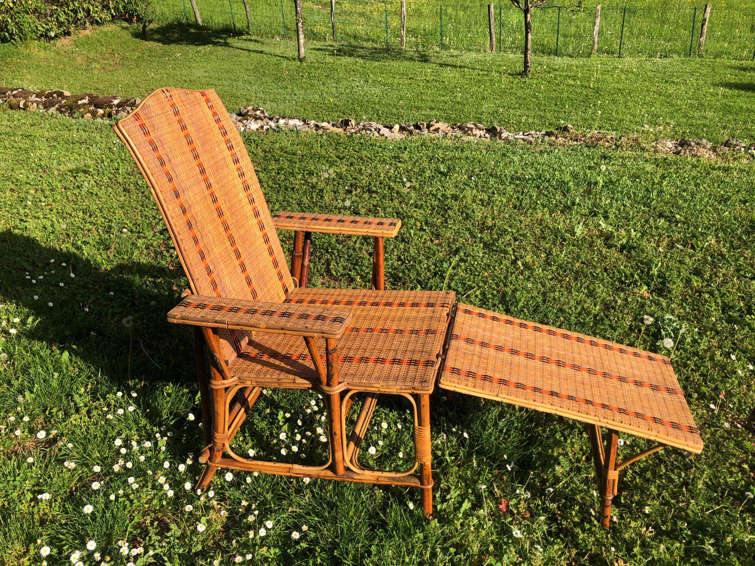 Rattan and wicker deck chair