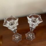 Pair of glass candle holders