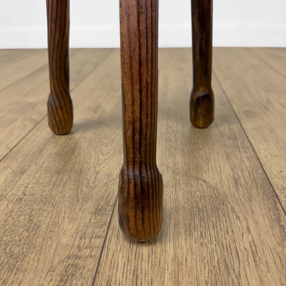 Trio of solid wood brutalist stools