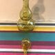 Pair Old Bottle BIOT Yellow Bullized Blown Glass - Bouchon