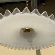 Vintage suspension in opaline glass shape pleated handkerchief Diameter 24 cm brass claw