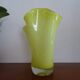 Vintage 1960s murano glass handkerchief vase, yellow and white speckled