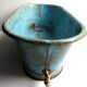 Doll bathtub, blue sheet toy, brass faucet, 1880-1900 era