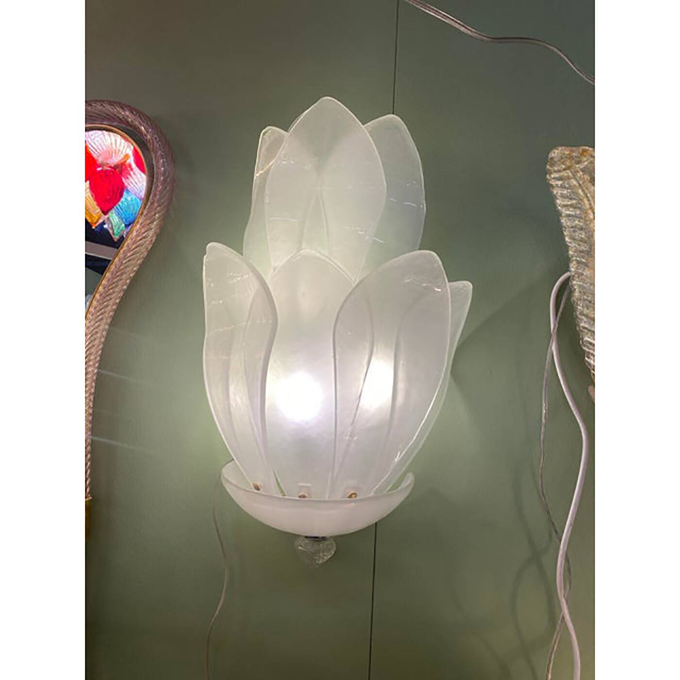 Wall Light Murano Glass Sand Color Italian Flowers by SimoEng