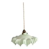 Opaline tray with light mint green ruffles