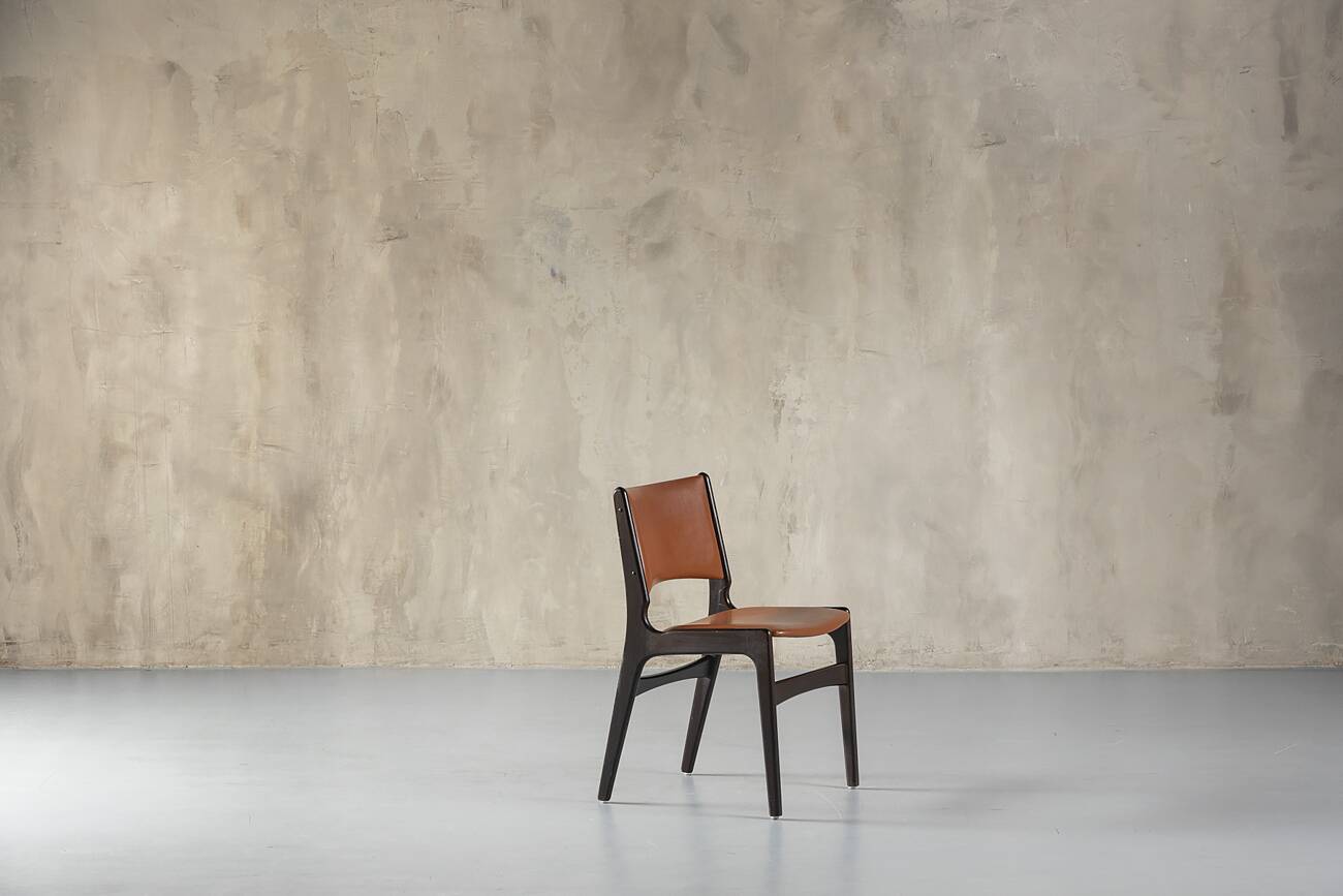 Model 89 Teak And Leather Chairs Erik Buch For Pol Dinesen, Denmark, 1960's set of 4