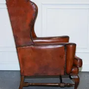 Chesterfield Wingback Armchairs with Flat Arms by William Morris, Set of 2