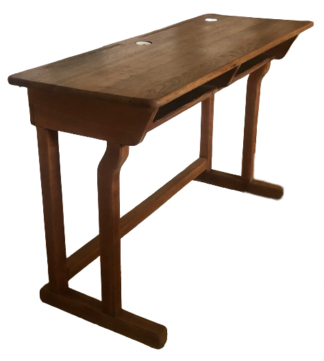School desk flat inkwells porcelain