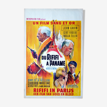 Affiche de cinéma originale Du rififi à Paname avec Jean Gabin