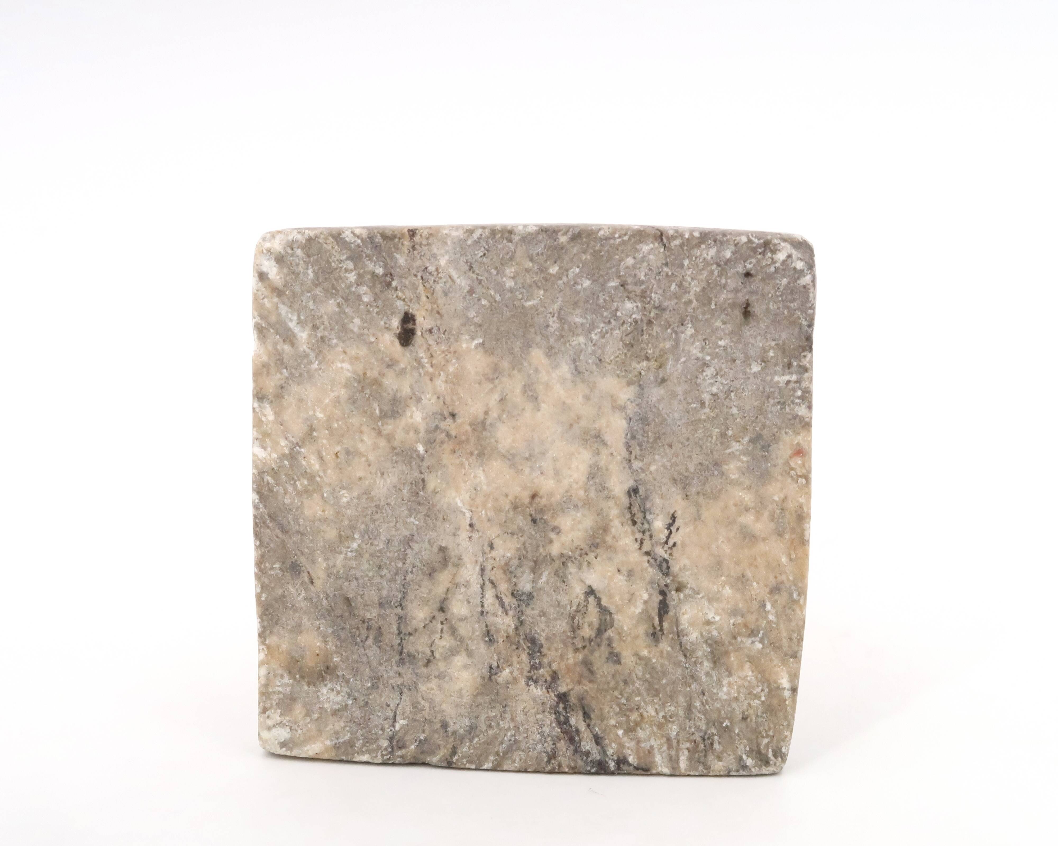 Moroccan candle holder in carved beige stone, 1970s