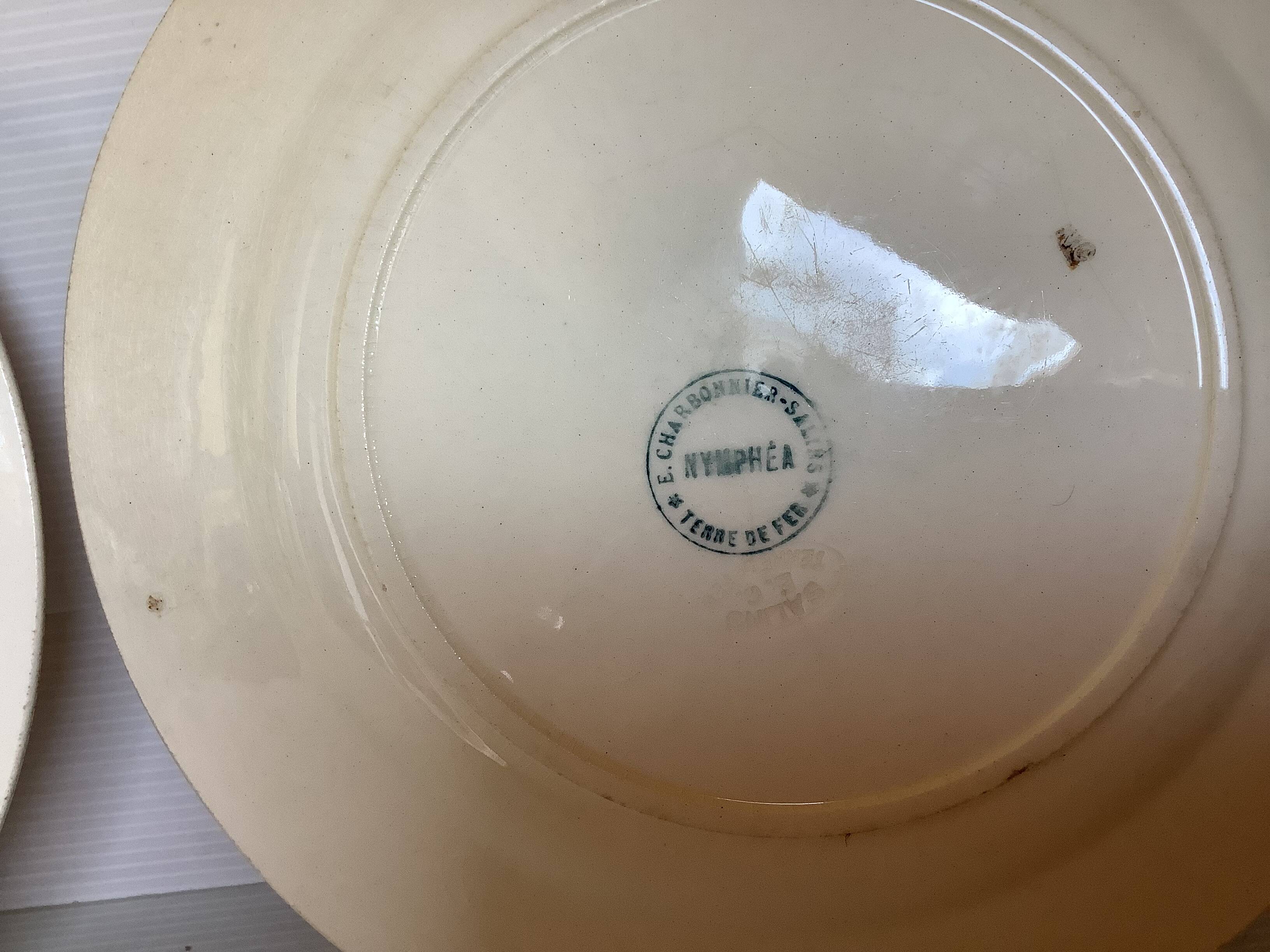 Pair of old iron earth water lily plates