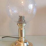 Brass bedside lamp and bubbled glass globe / vintage 60s-70s