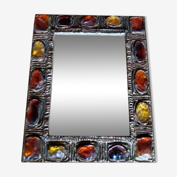 Mirror of the 70s resin talosel and glass - 37x30cm