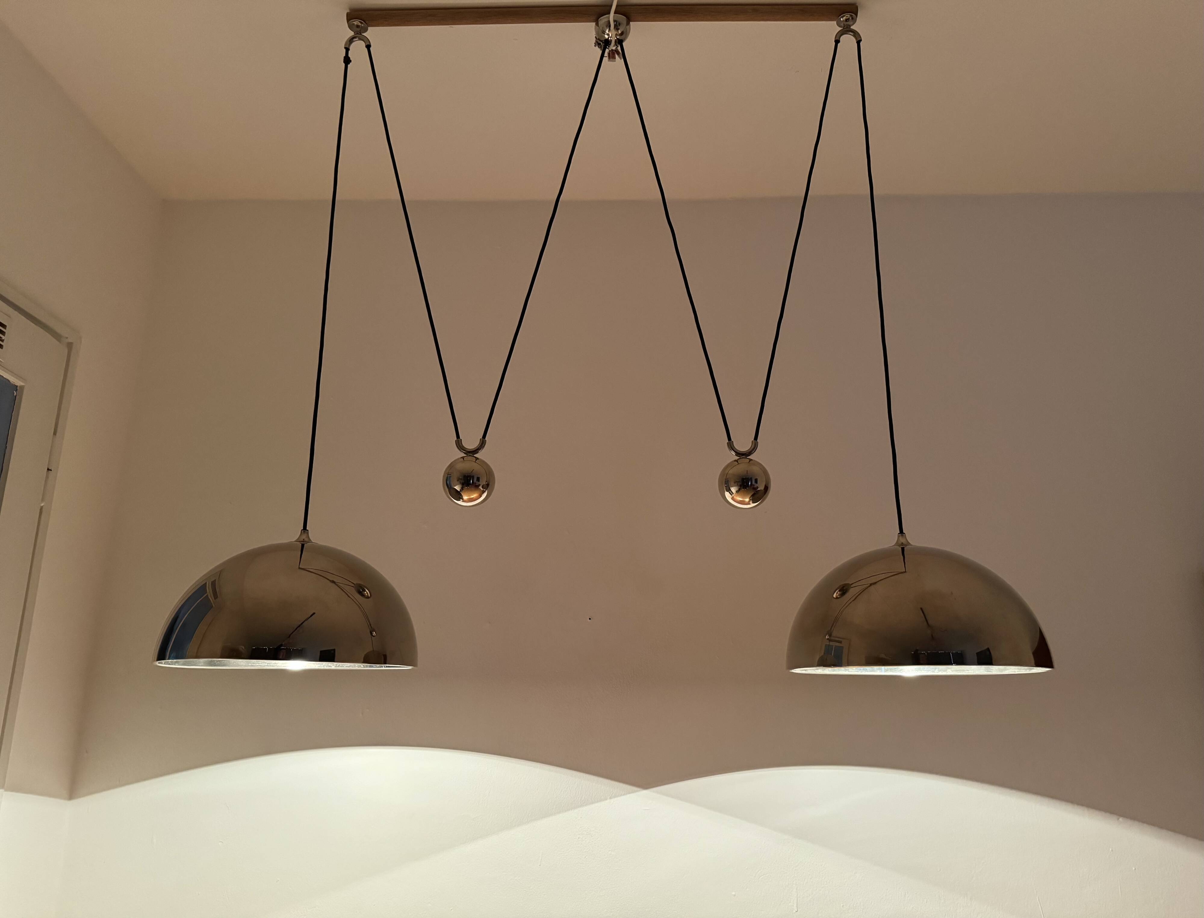 Adjustable Double Posa40 Nickel Plated Pendant Lamp by Florian Schulz