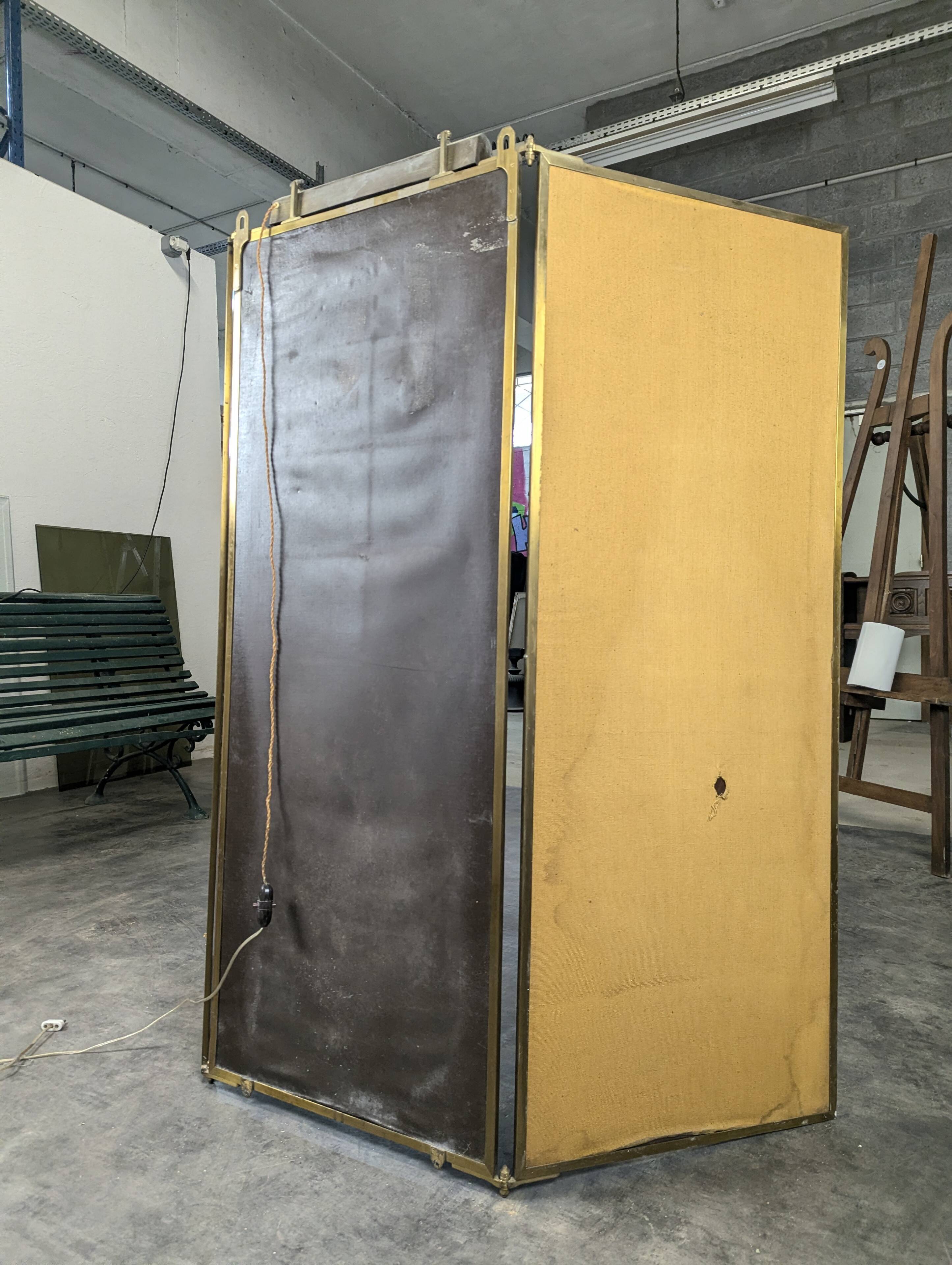 Nickel-plated bronze triptych mirror from the early 20th century.