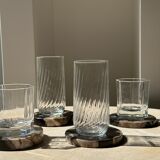 Set of 4 fossilized wooden coasters