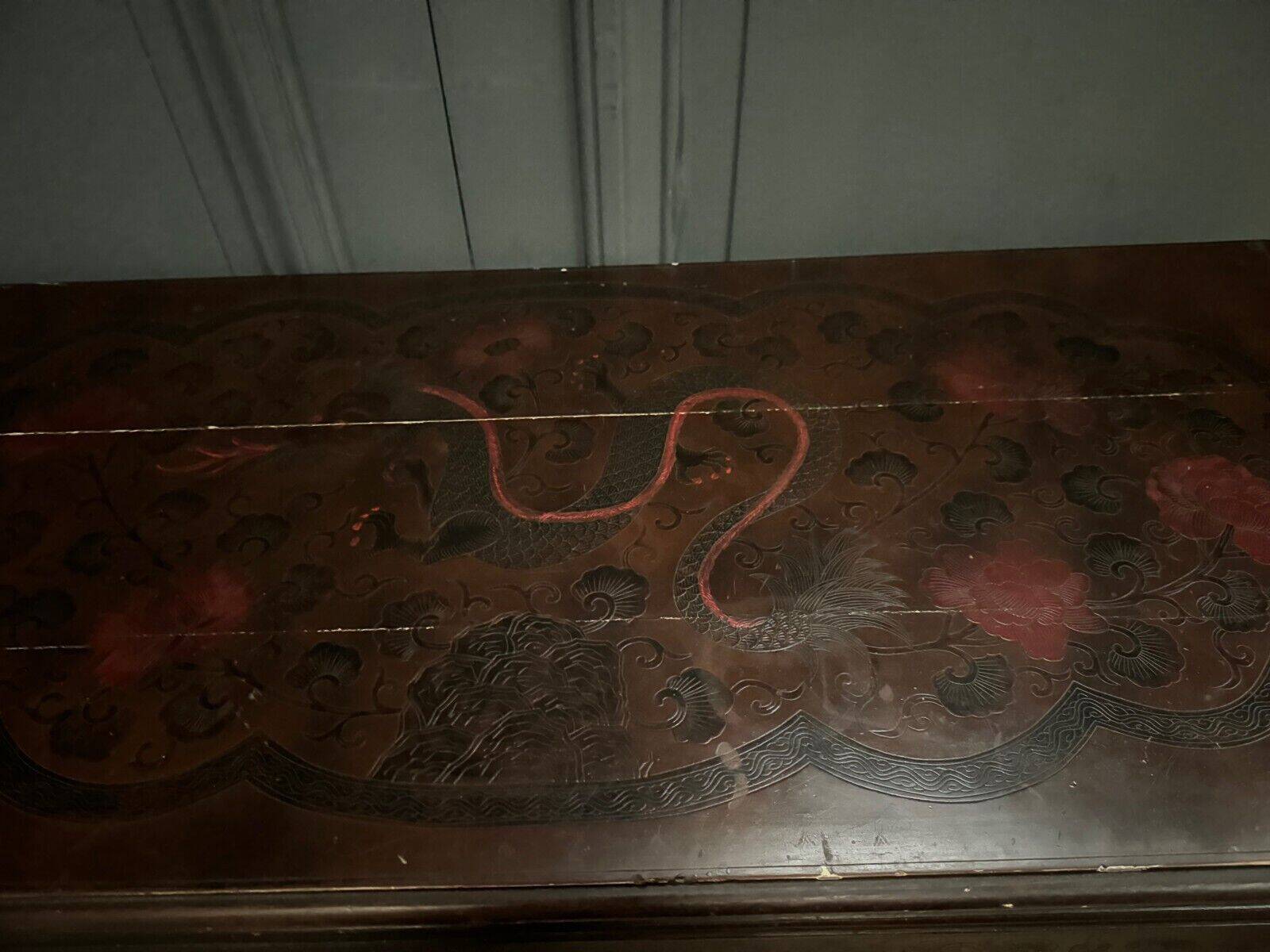Chinese lacquer chest of drawers decorated with dragon late 19th century