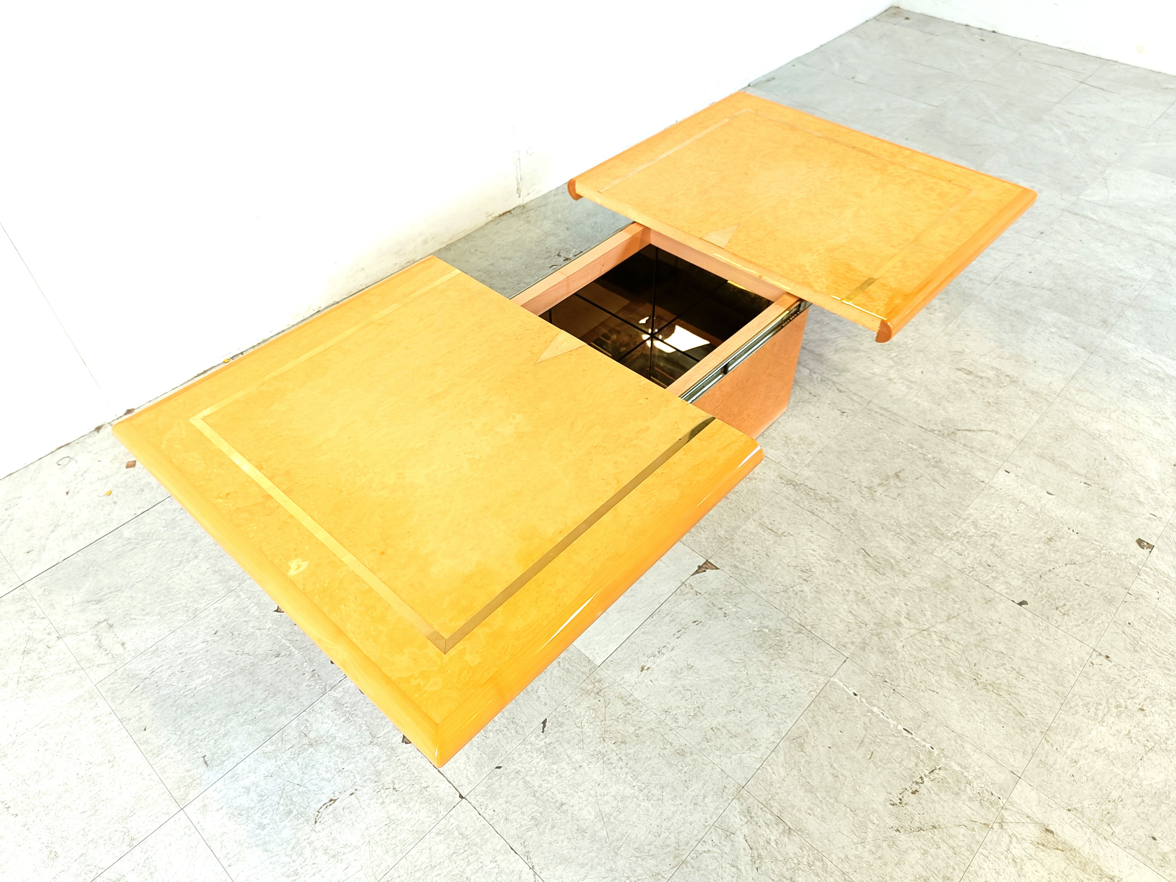 Vintage hidden bar coffee table by Eric Maville, 1970s