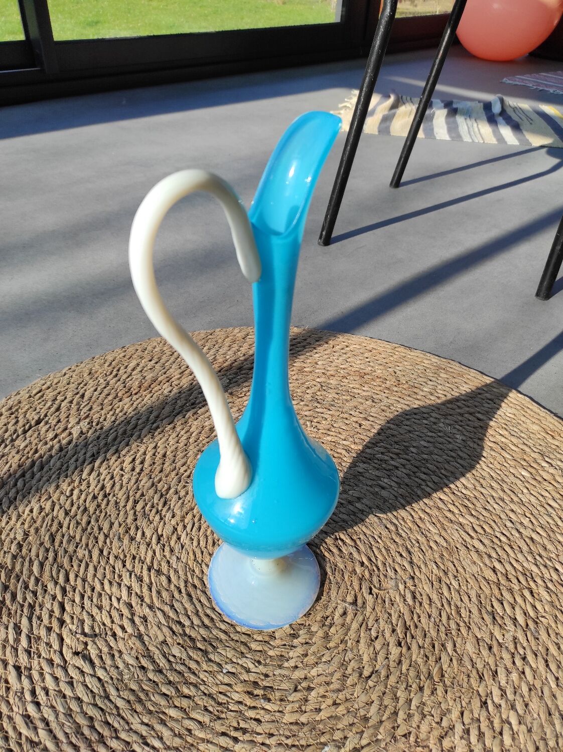 Murano blue opaline carafe vase