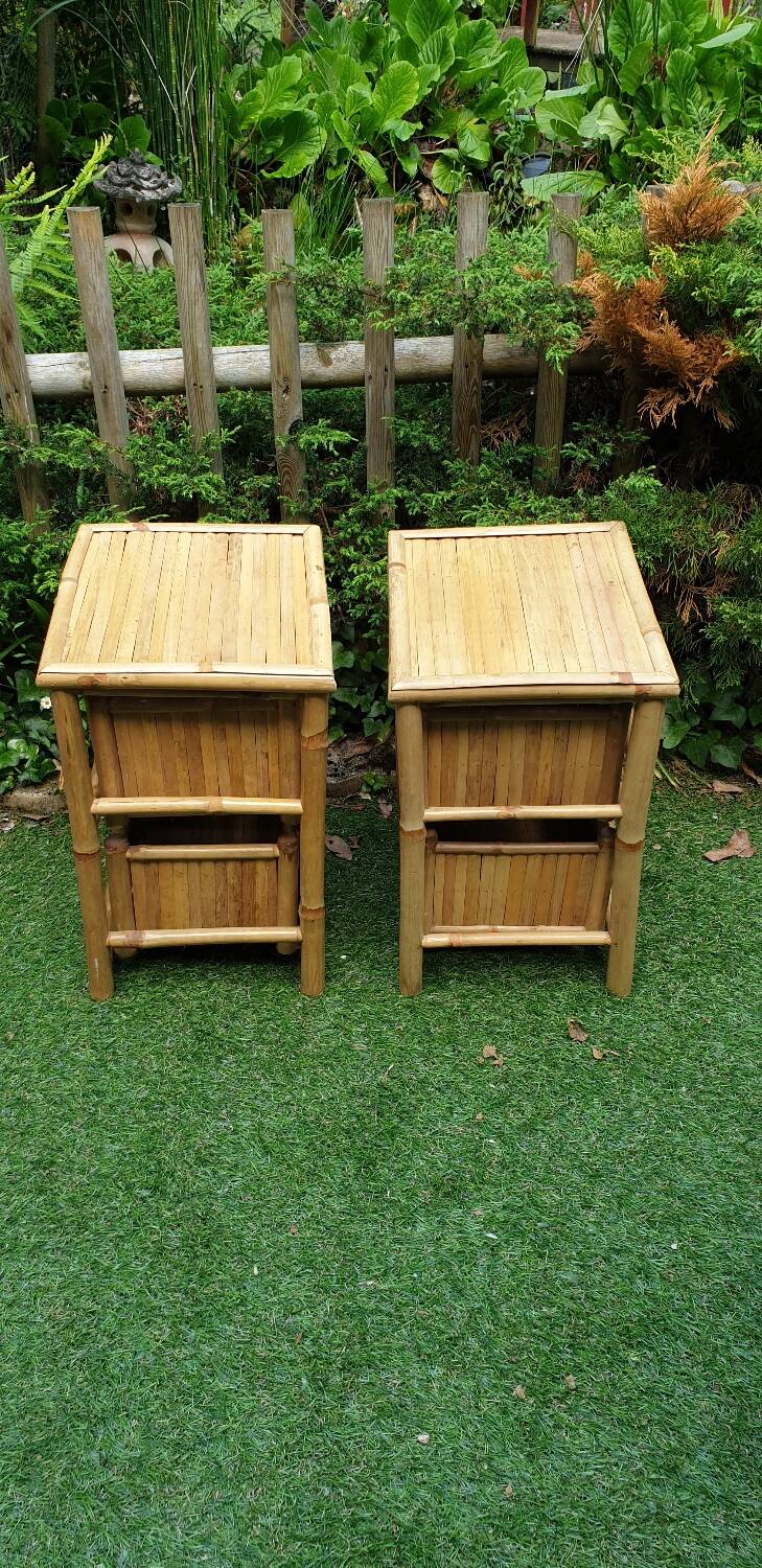 Pair of bamboo bedside tables