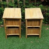 Pair of bamboo bedside tables