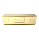 Brass and lacquer credenza by Jean Claude Mahey, 1970s