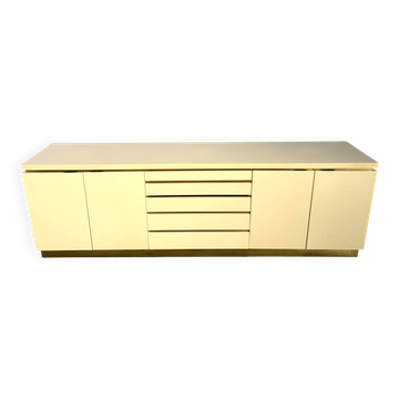 Brass and lacquer credenza by Jean Claude Mahey, 1970s