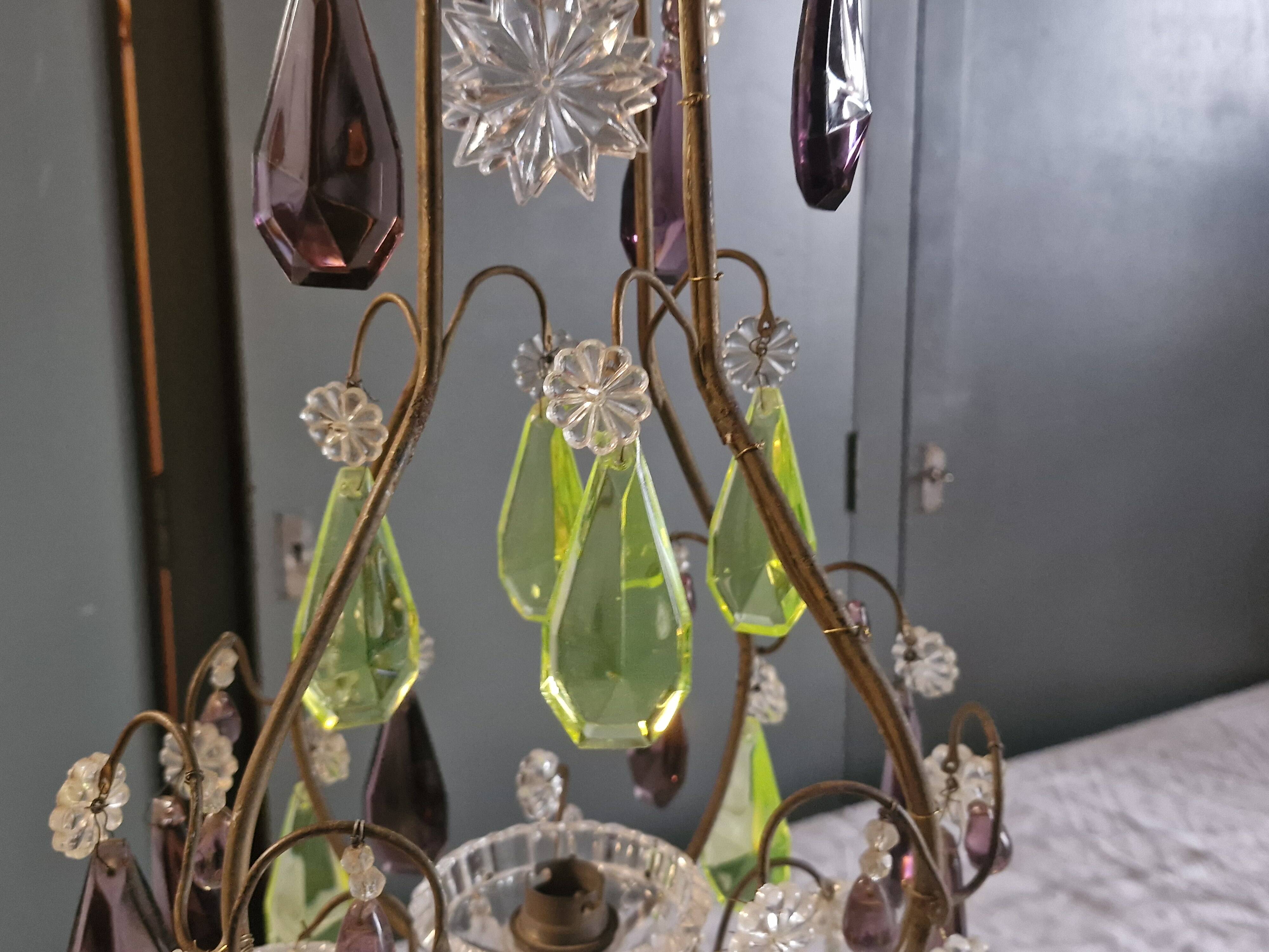 Small crystal boudoir chandelier - 1 light Bobeche signed Baccarat Epoque