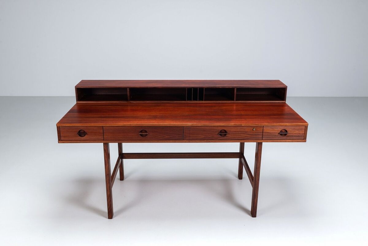 Peter Lovig flip-top partners desk rosewood Lovig Denmark 1960