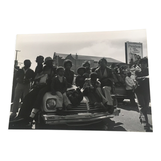 Photo print street scene USA. Children car