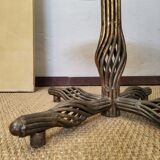 1970s modernist coffee table in smoked glass and metal.