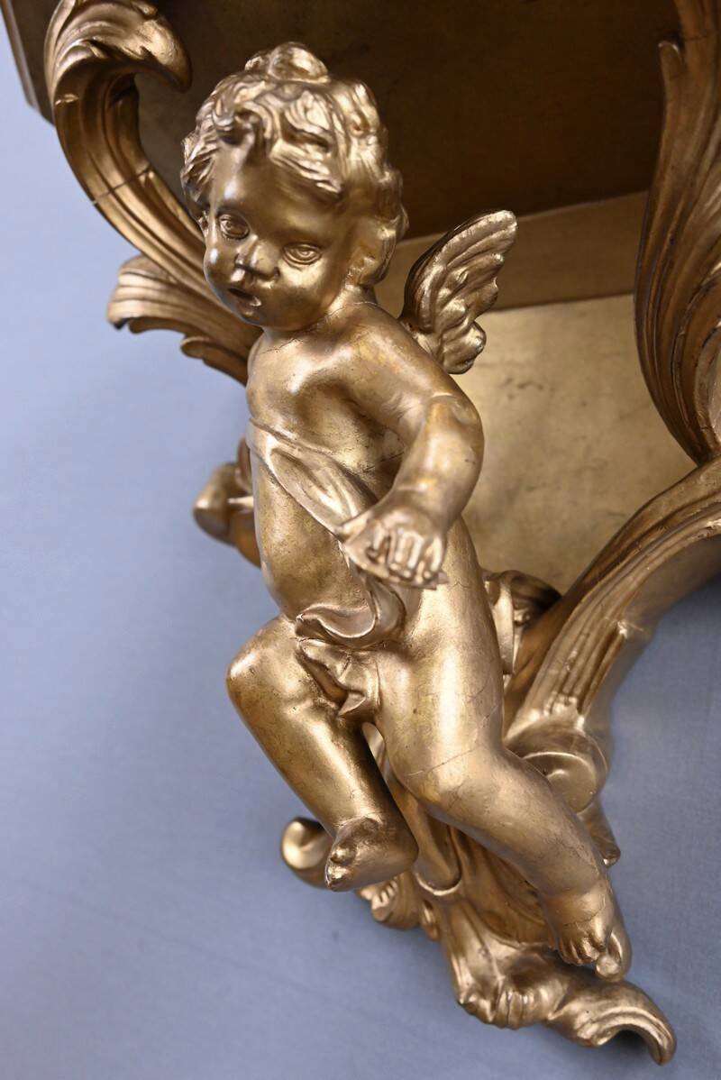 Pair of gilt wood wall consoles – late 19th century