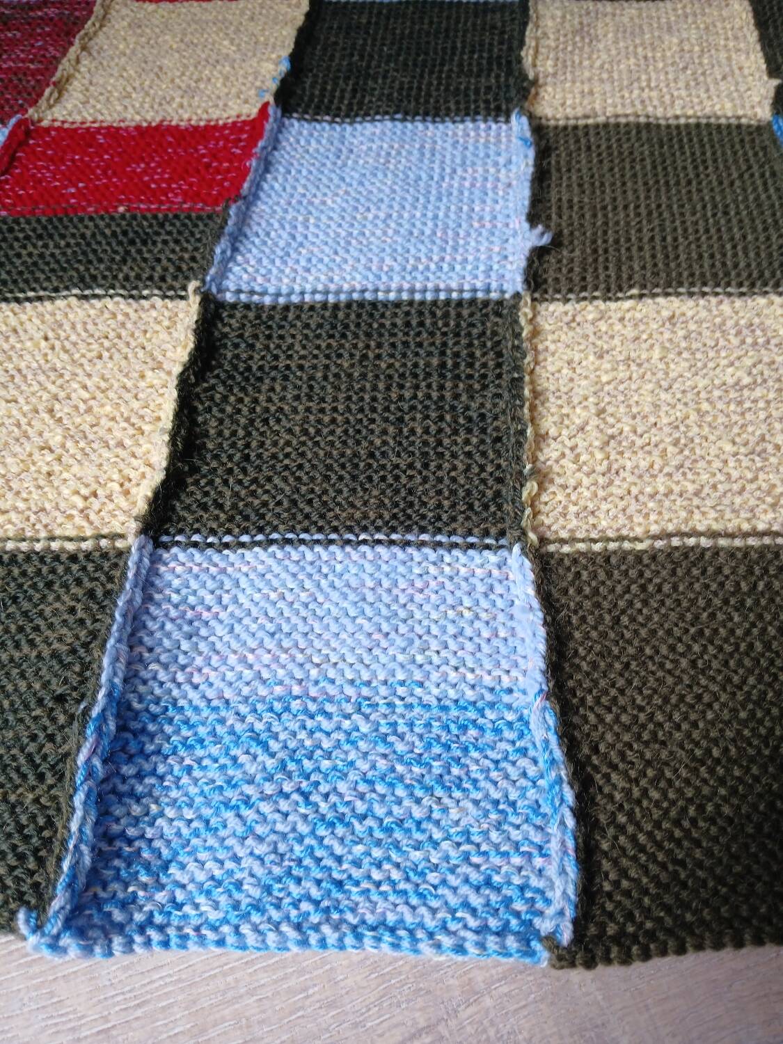 Plaid patchwork tricoté main