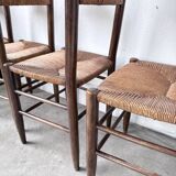 Set of 6 straw and oak Beauche chairs.
