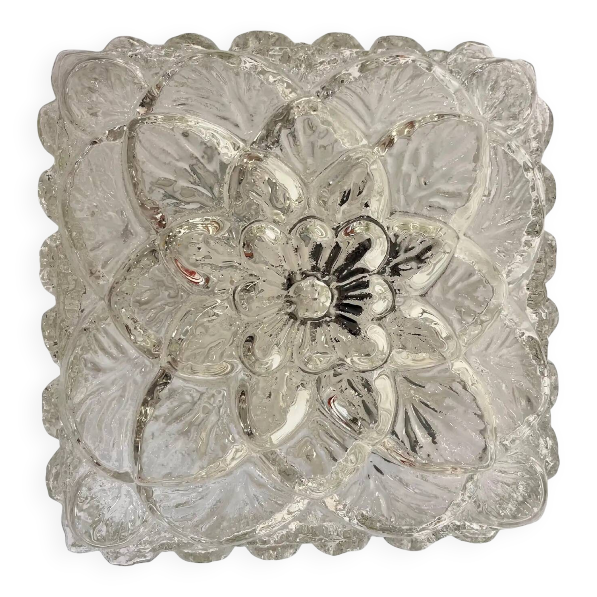 Midcentury glass flush mount, ceiling or wall lamp, Germany, 1970s