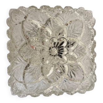 Midcentury glass flush mount, ceiling or wall lamp, Germany, 1970s