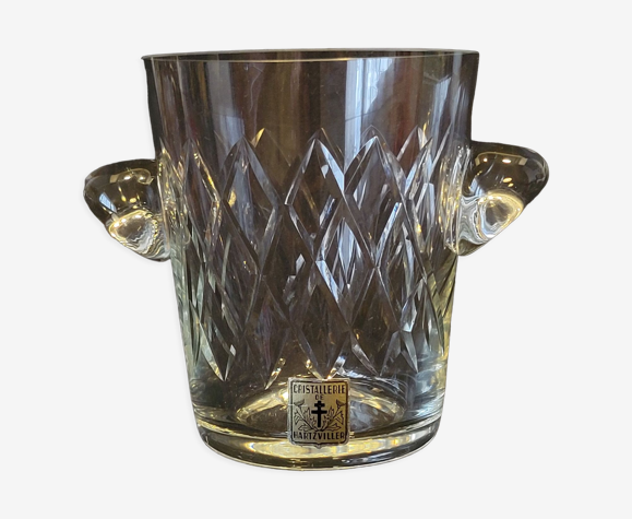 Seau à glace glaçons cristal taillé croisillons Cristallerie Hartzviller